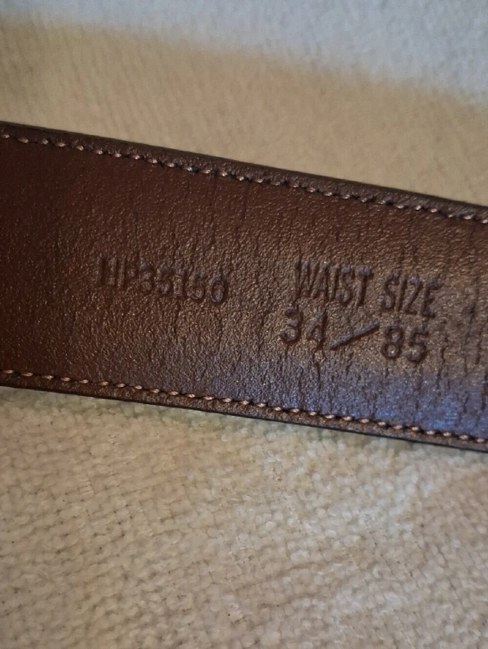 Perry Ellis Dark Brown Leather Belt with Silver-Tone Buckle Size 34